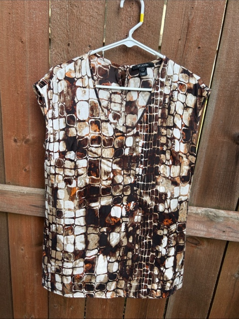 St. John Snake Print Silk Blouse Size 4